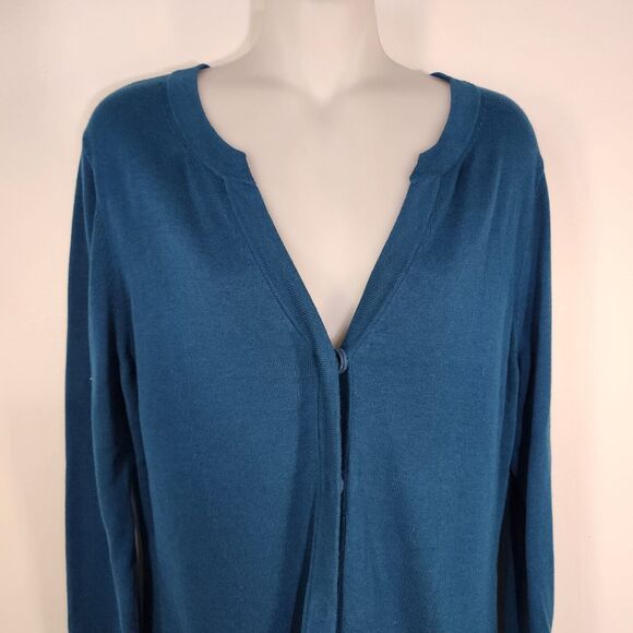 CAbi Cardigan Women’s Medium Ever Moroccan Blue Snap Button Front V Neck 3368 - Picture 3 of 8